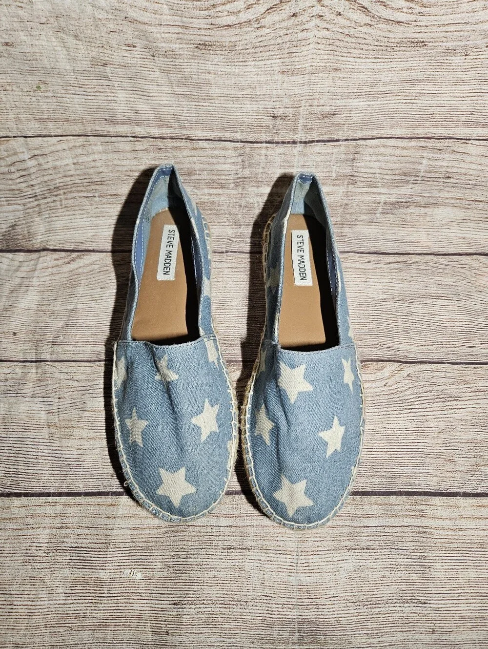 Steve Madden Talan espadrille chambray stars platform slip on shoes